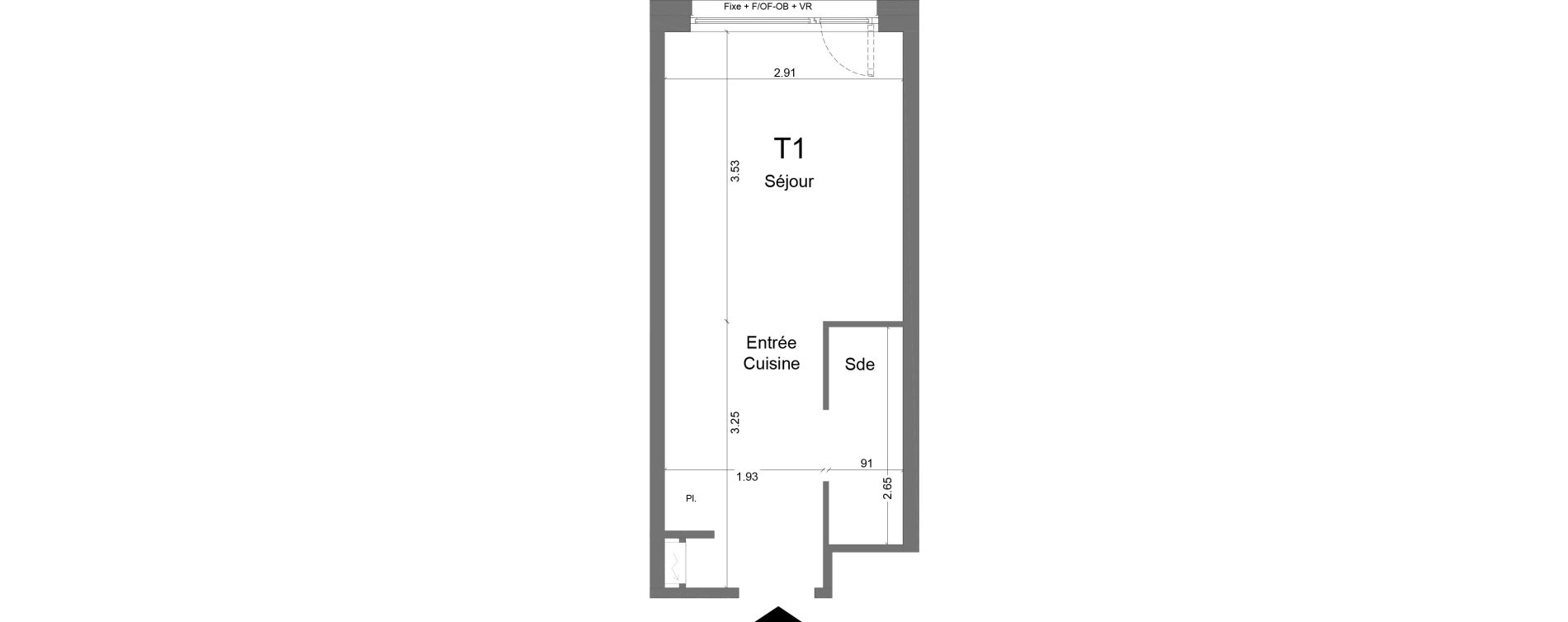 Appartement T1 meubl&eacute; de 18,74 m2 &agrave; Schiltigheim Centre