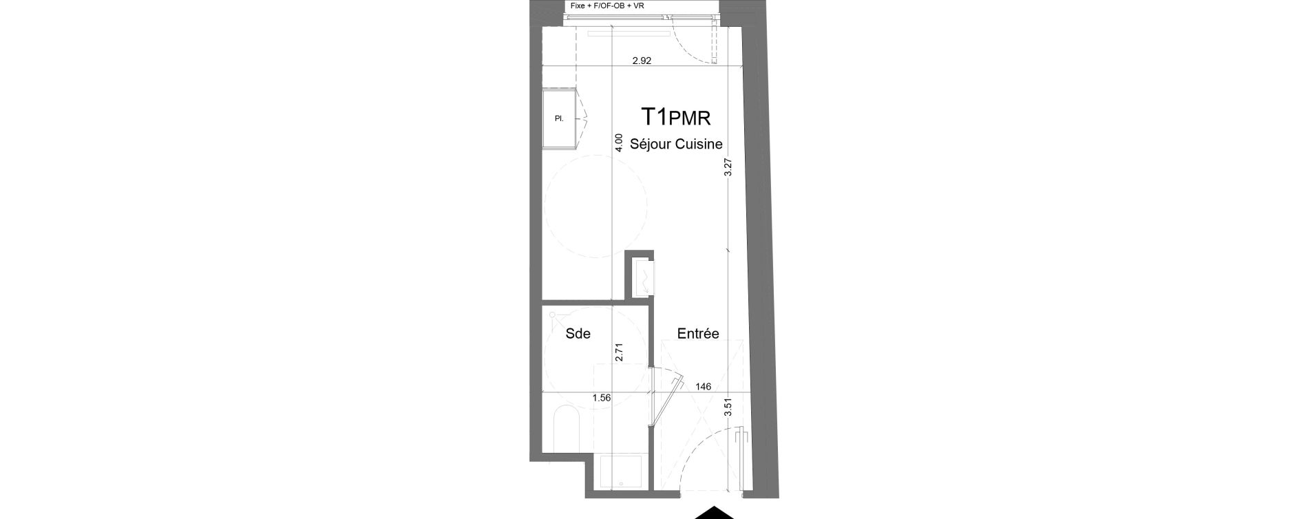 Appartement T1 meubl&eacute; de 19,42 m2 &agrave; Schiltigheim Centre