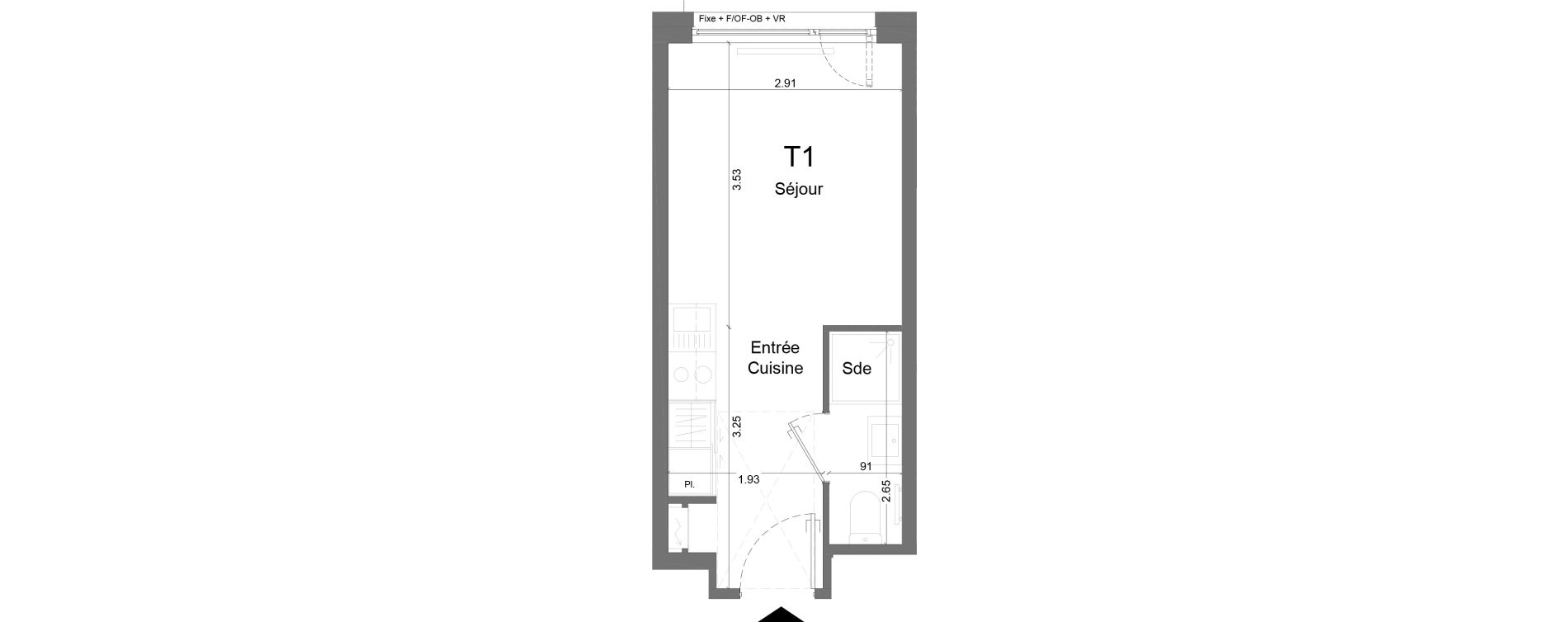 Appartement T1 meubl&eacute; de 18,57 m2 &agrave; Schiltigheim Centre