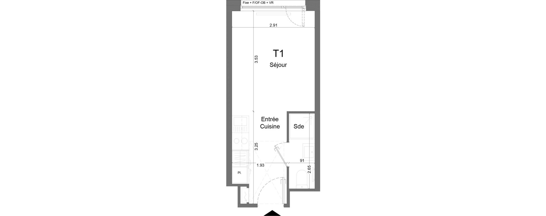 Appartement T1 meubl&eacute; de 18,53 m2 &agrave; Schiltigheim Centre