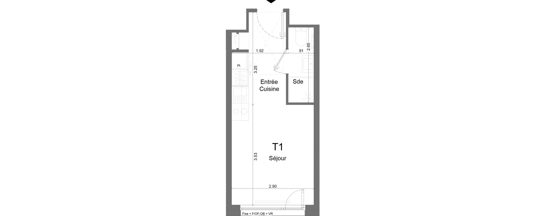 Appartement T1 meubl&eacute; de 18,25 m2 &agrave; Schiltigheim Centre