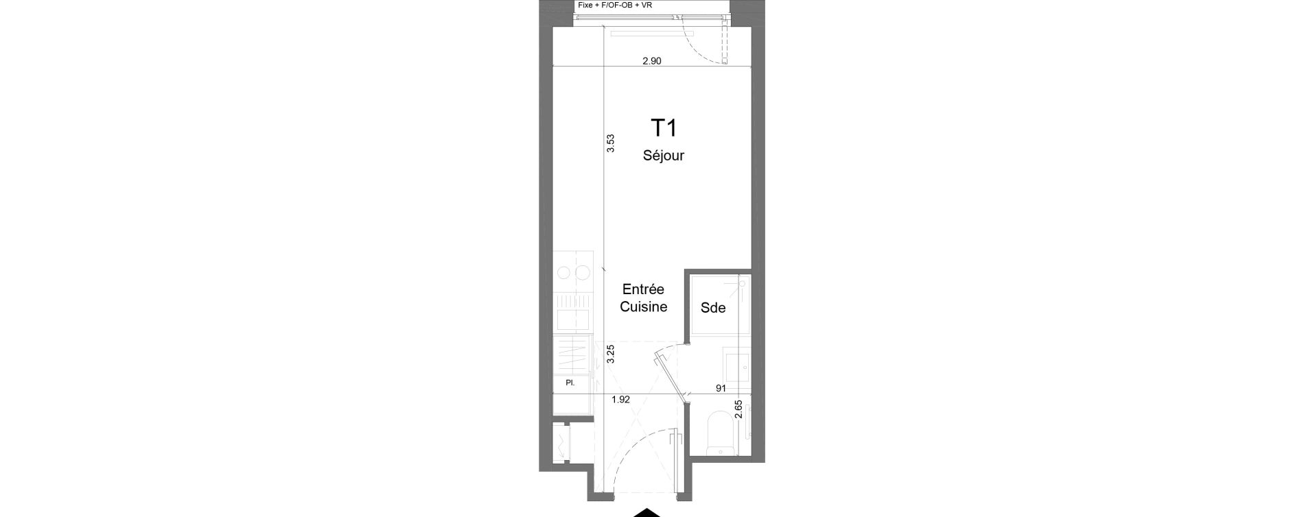 Appartement T1 meubl&eacute; de 18,43 m2 &agrave; Schiltigheim Centre