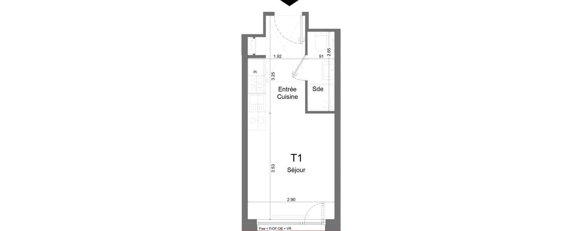 Appartement T1 meubl&eacute; de 18,25 m2 &agrave; Schiltigheim Centre