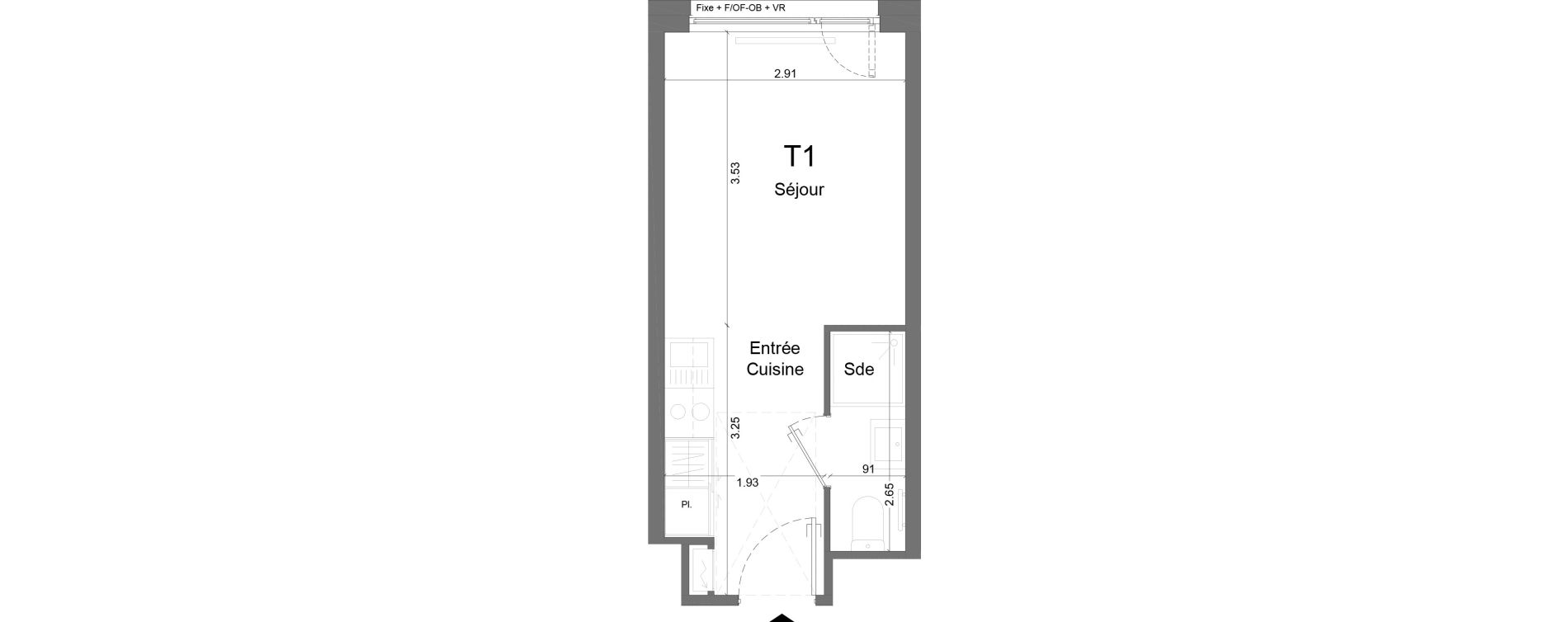 Appartement T1 meubl&eacute; de 18,53 m2 &agrave; Schiltigheim Centre