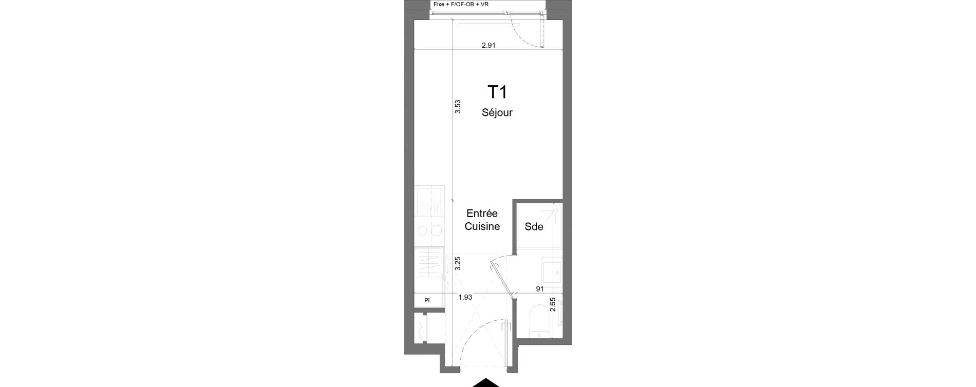 Appartement T1 meubl&eacute; de 18,57 m2 &agrave; Schiltigheim Centre