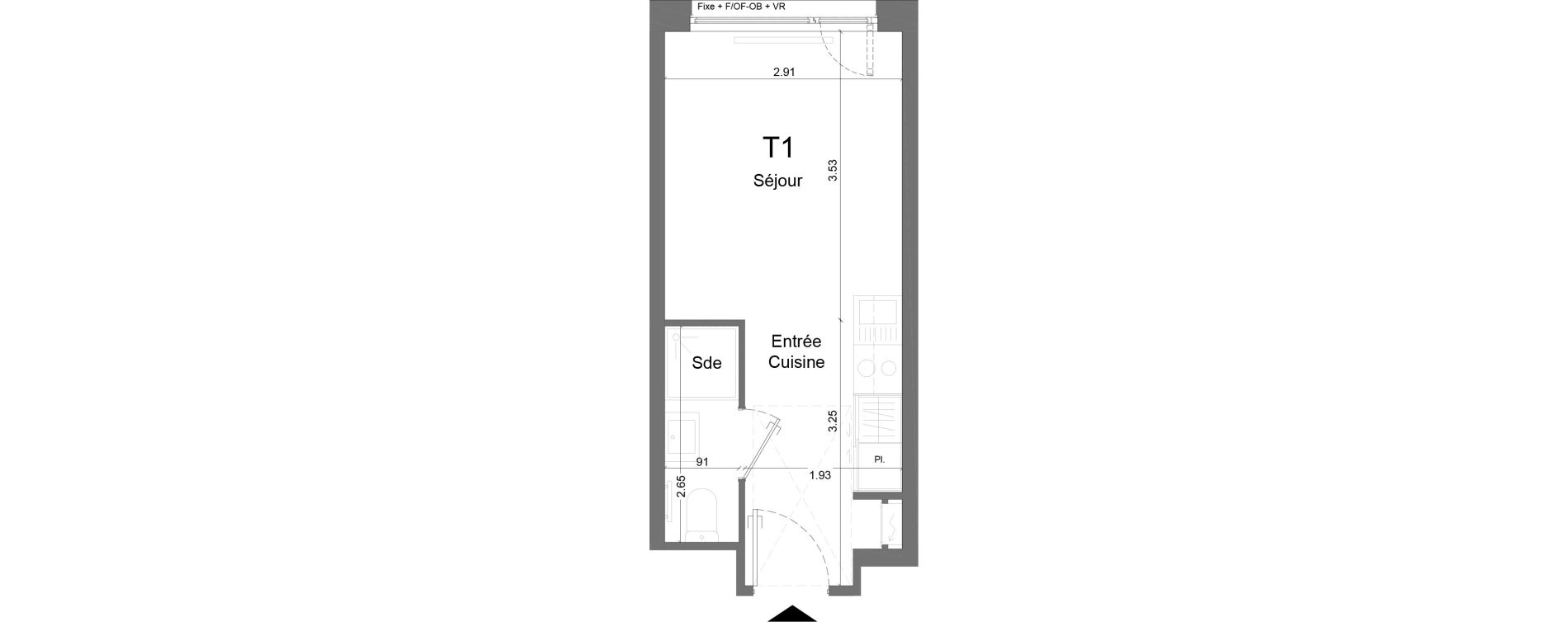 Appartement T1 meubl&eacute; de 18,53 m2 &agrave; Schiltigheim Centre