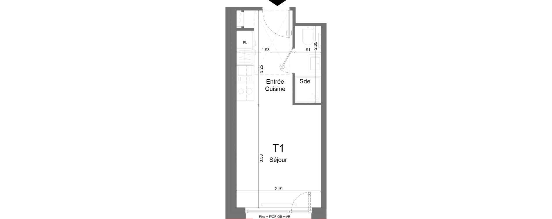 Appartement T1 meubl&eacute; de 18,74 m2 &agrave; Schiltigheim Centre