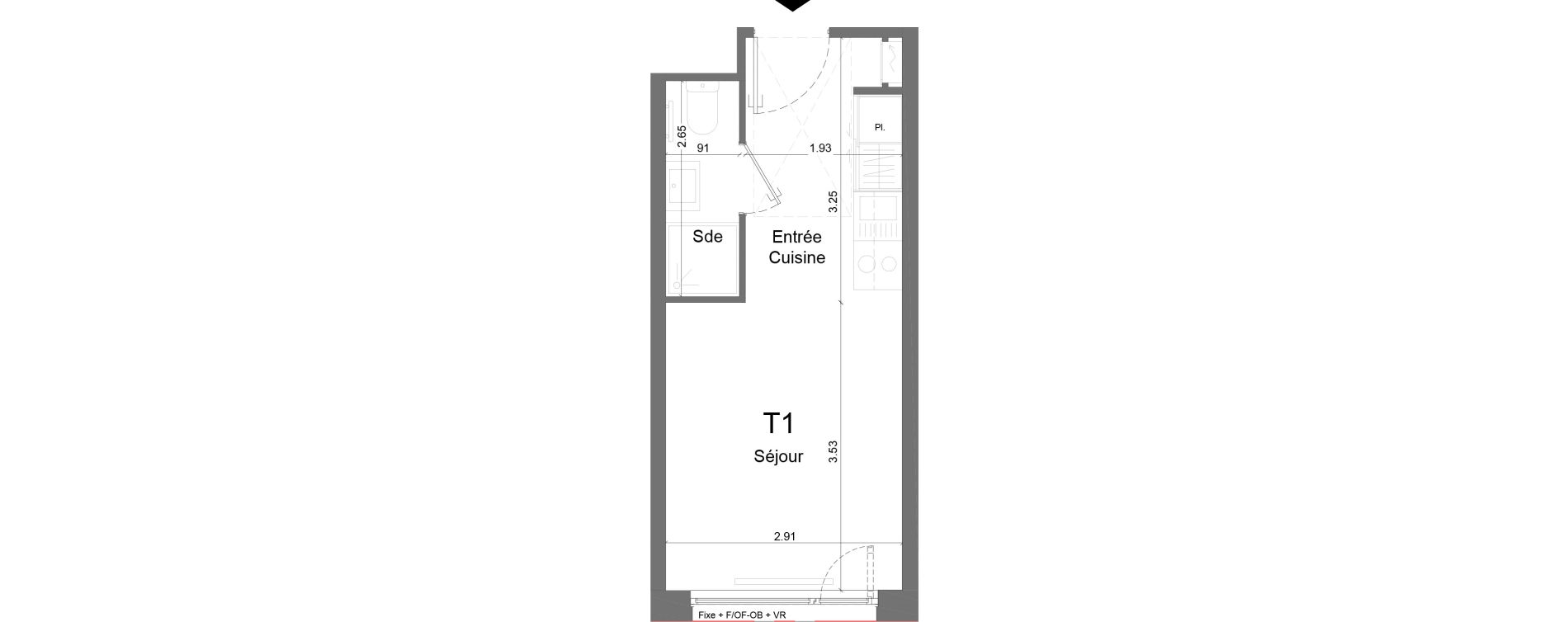 Appartement T1 meubl&eacute; de 18,74 m2 &agrave; Schiltigheim Centre