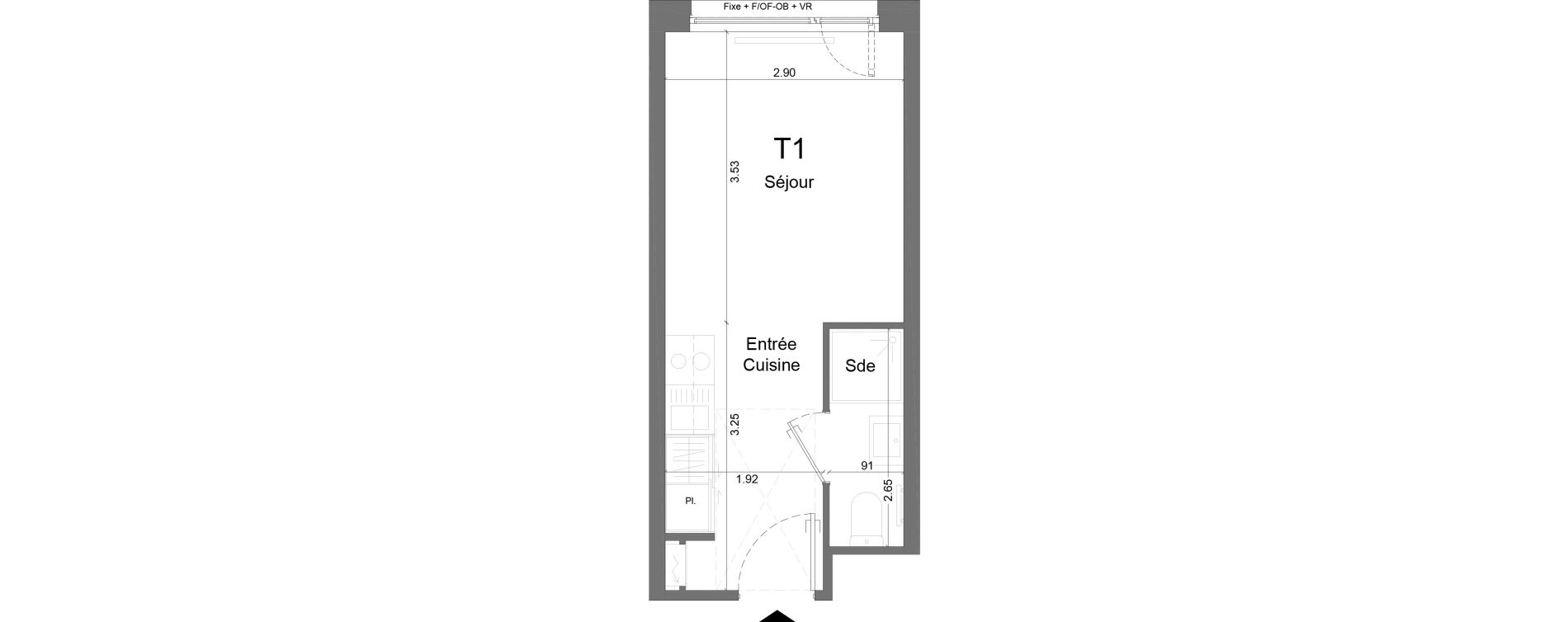 Appartement T1 meubl&eacute; de 18,74 m2 &agrave; Schiltigheim Centre