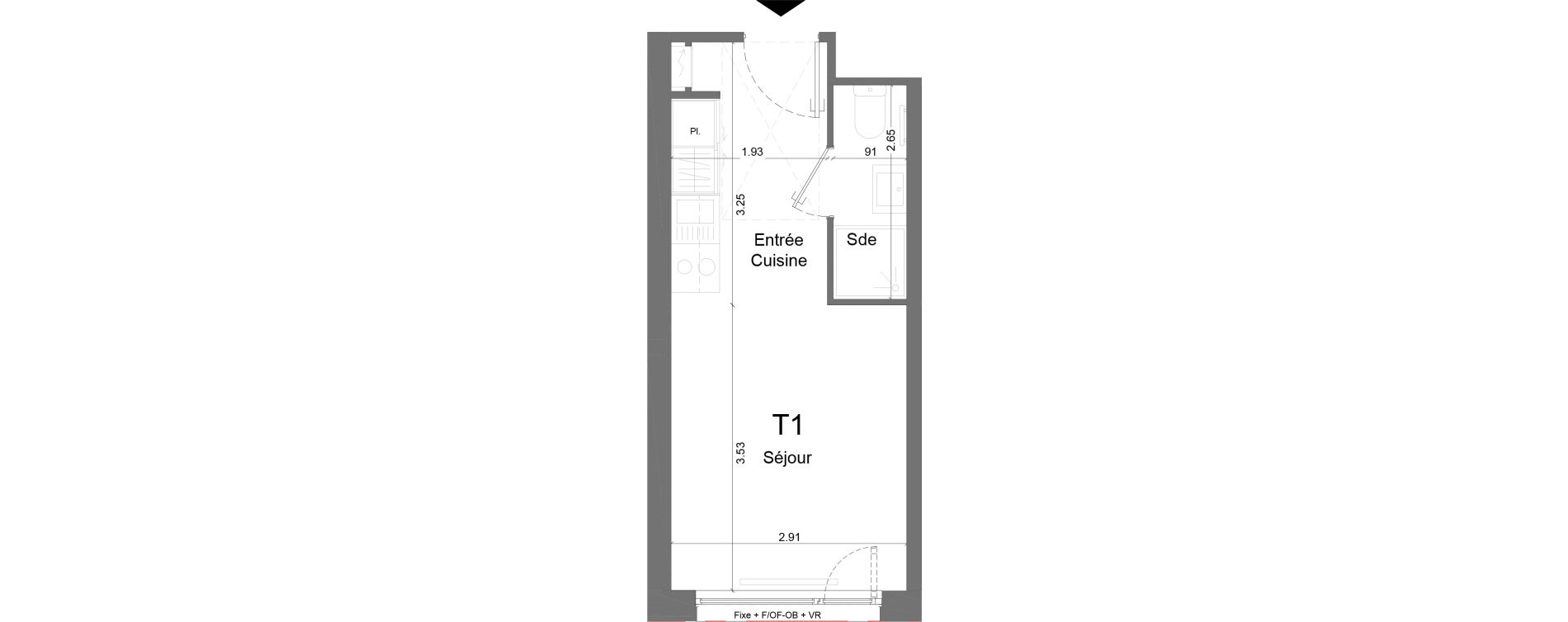 Appartement T1 meubl&eacute; de 18,74 m2 &agrave; Schiltigheim Centre