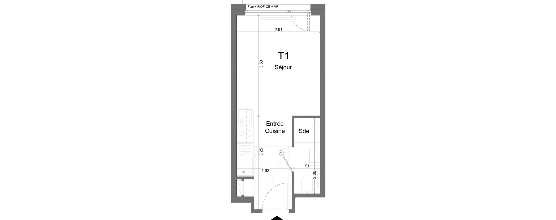 Appartement T1 meubl&eacute; de 18,57 m2 &agrave; Schiltigheim Centre