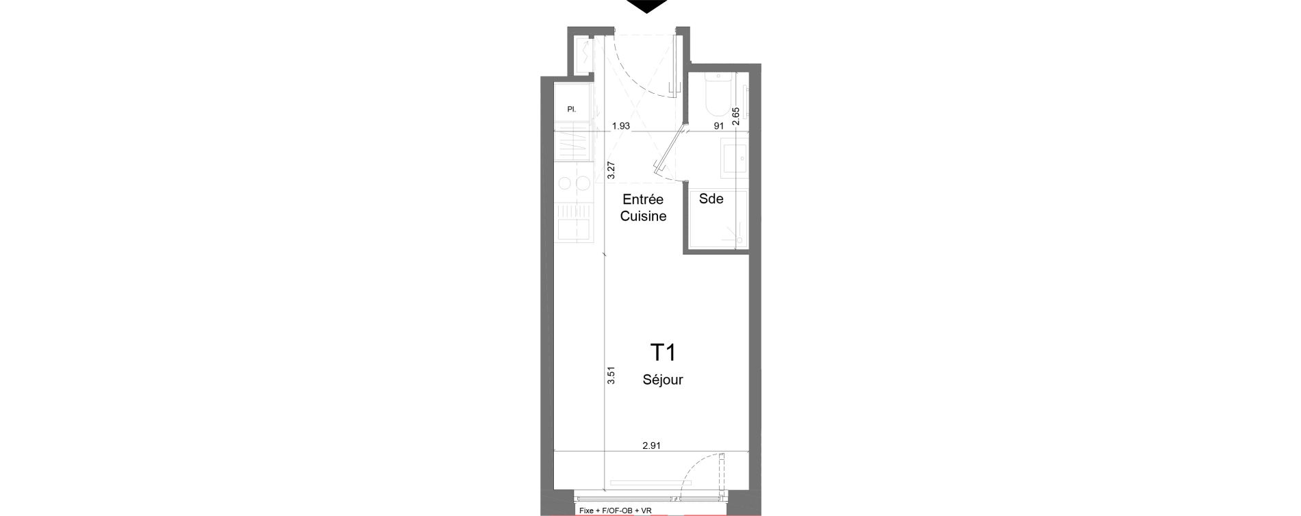 Appartement T1 meubl&eacute; de 18,51 m2 &agrave; Schiltigheim Centre