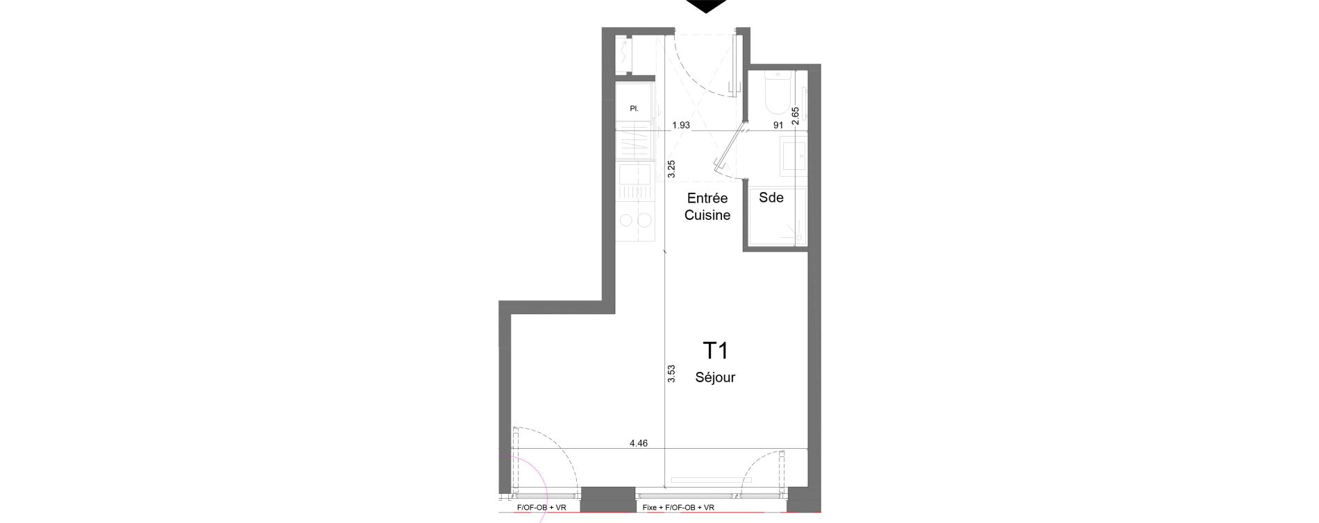 Appartement T1 meubl&eacute; de 22,73 m2 &agrave; Schiltigheim Centre