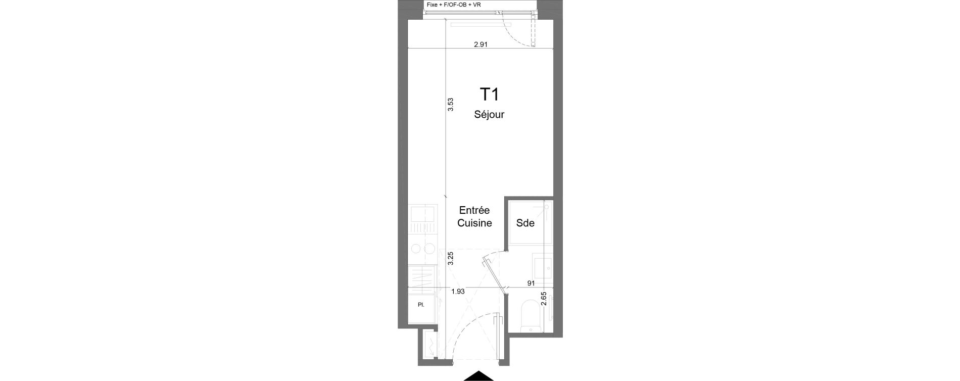 Appartement T1 meubl&eacute; de 18,53 m2 &agrave; Schiltigheim Centre