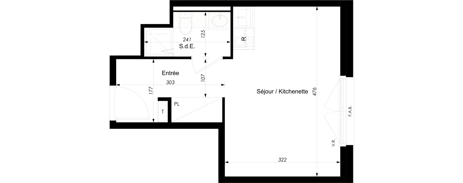 Appartement T1 meubl&eacute; de 22,68 m2 &agrave; Schiltigheim Centre