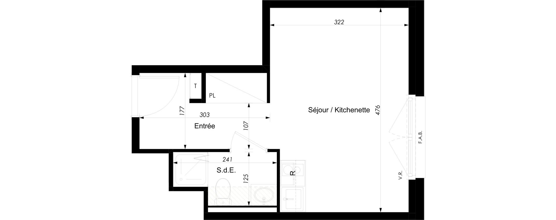 Appartement T1 meubl&eacute; de 22,68 m2 &agrave; Schiltigheim Centre