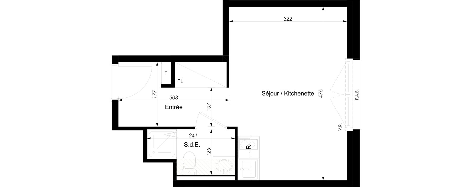 Appartement T1 meubl&eacute; de 22,68 m2 &agrave; Schiltigheim Centre