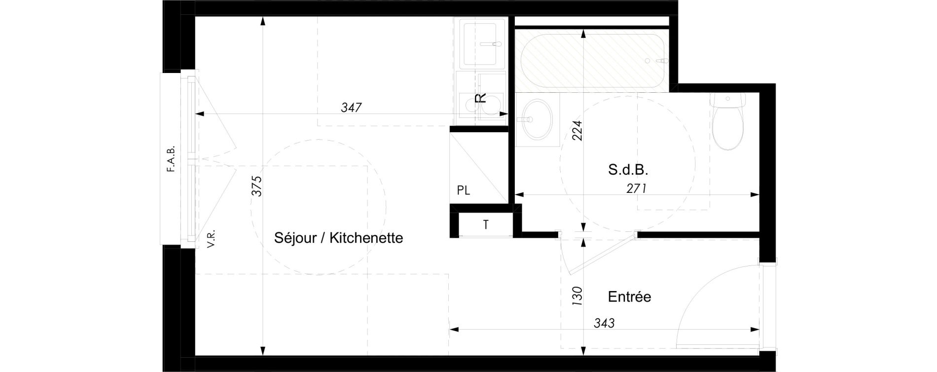 Appartement T1 meubl&eacute; de 21,68 m2 &agrave; Schiltigheim Centre