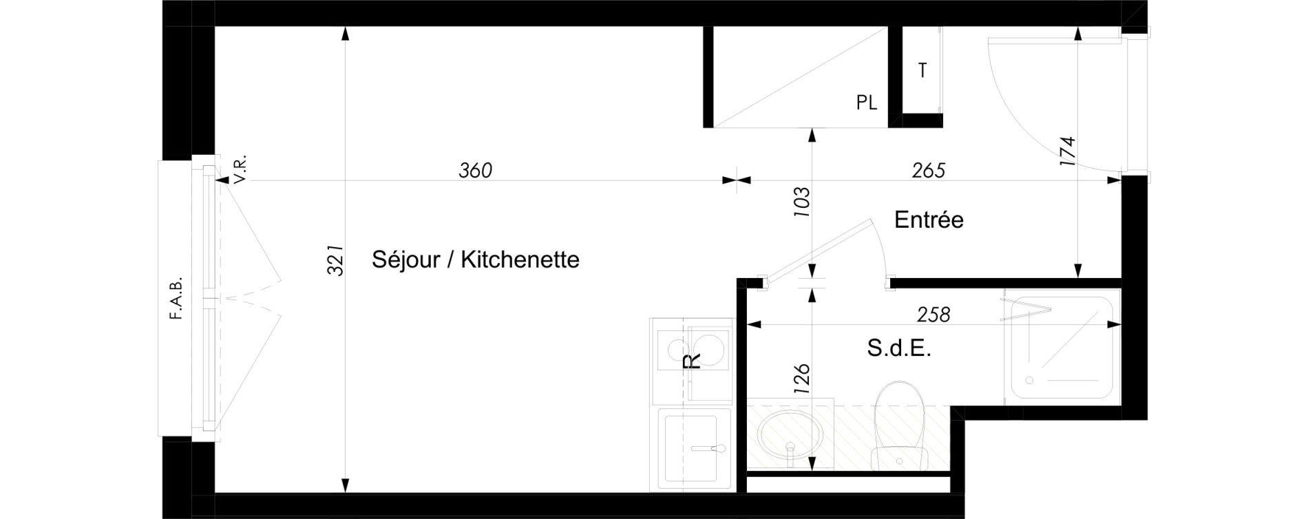 Appartement T1 meubl&eacute; de 18,59 m2 &agrave; Schiltigheim Centre