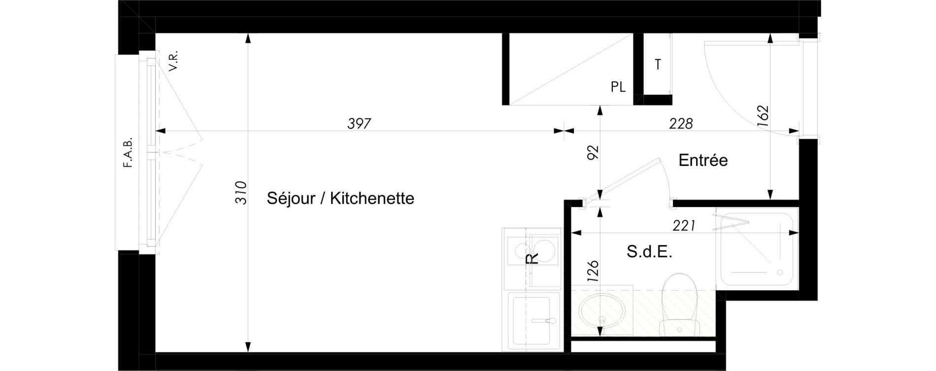 Appartement T1 meubl&eacute; de 18,10 m2 &agrave; Schiltigheim Centre