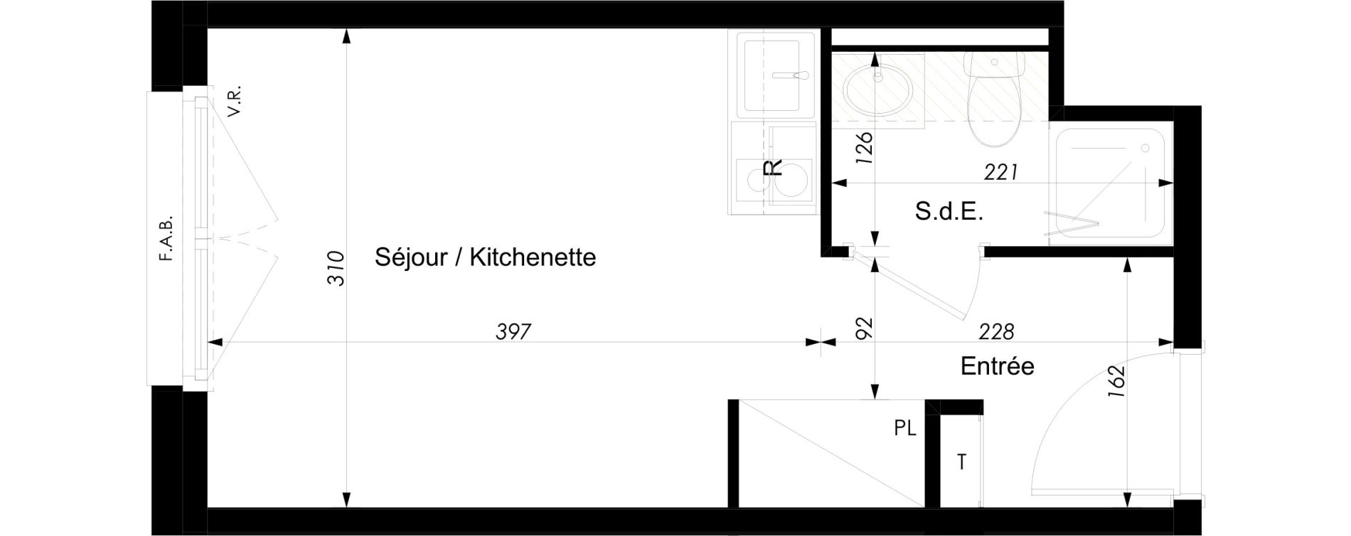 Appartement T1 meubl&eacute; de 18,10 m2 &agrave; Schiltigheim Centre