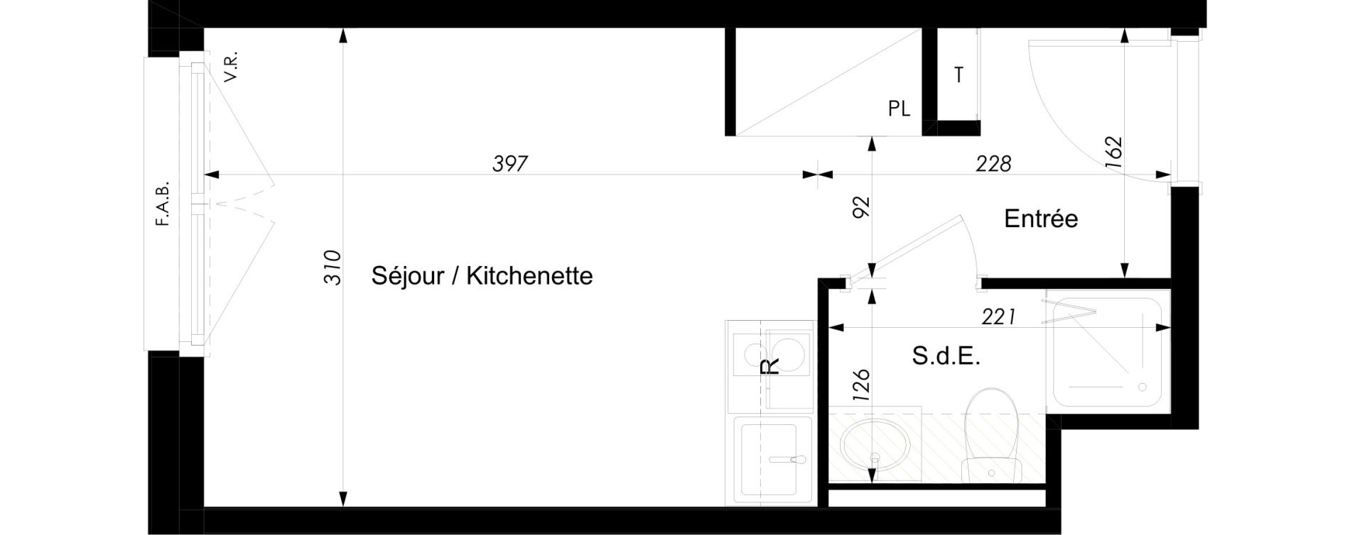 Appartement T1 meubl&eacute; de 18,10 m2 &agrave; Schiltigheim Centre