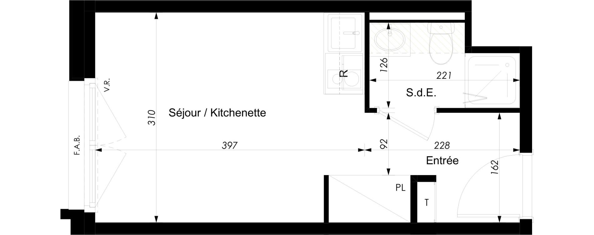 Appartement T1 meubl&eacute; de 18,10 m2 &agrave; Schiltigheim Centre