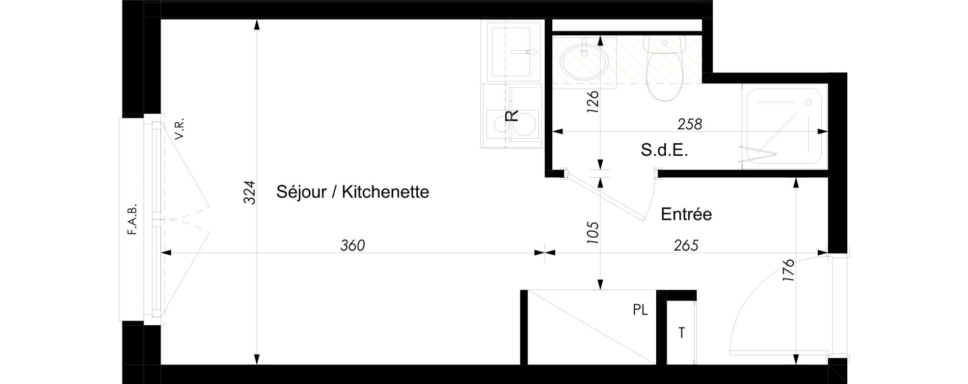 Appartement T1 meubl&eacute; de 18,70 m2 &agrave; Schiltigheim Centre