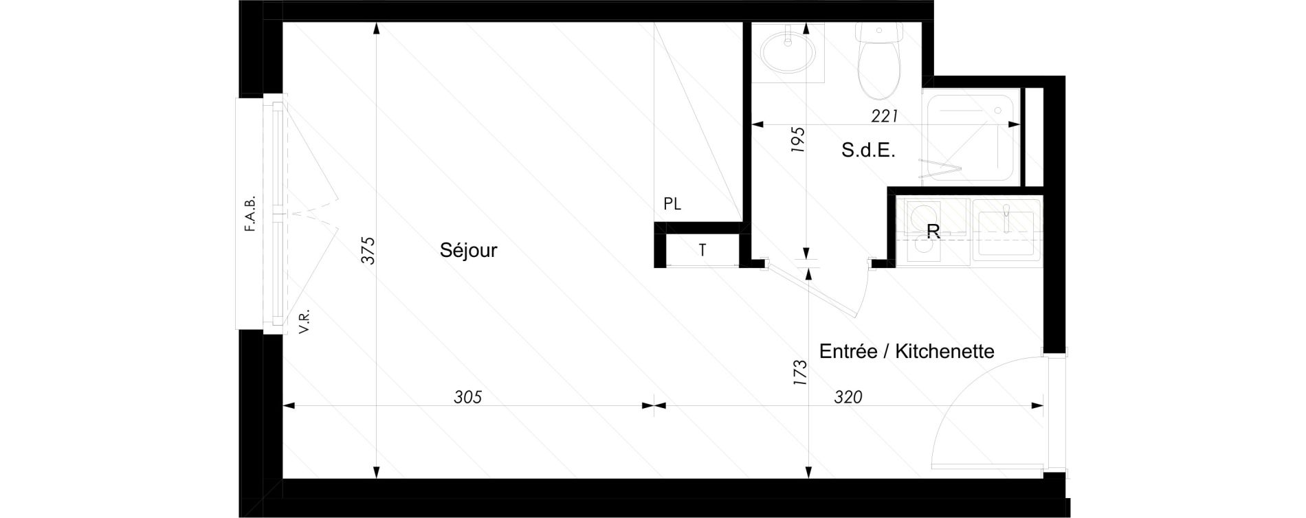 Appartement T1 meubl&eacute; de 22,12 m2 &agrave; Schiltigheim Centre