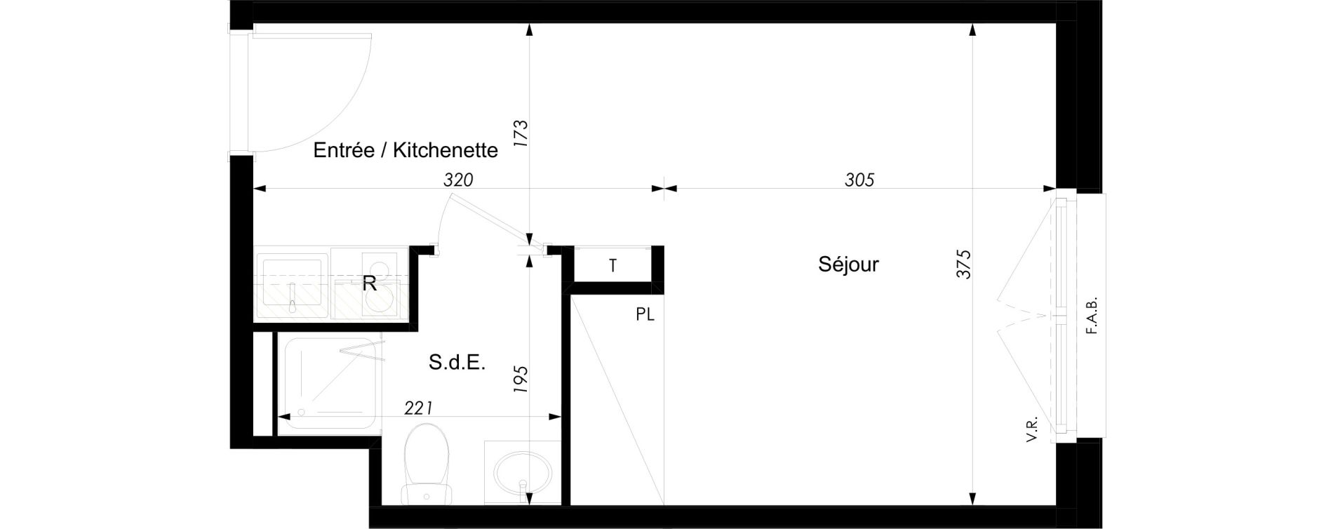 Appartement T1 meubl&eacute; de 22,12 m2 &agrave; Schiltigheim Centre