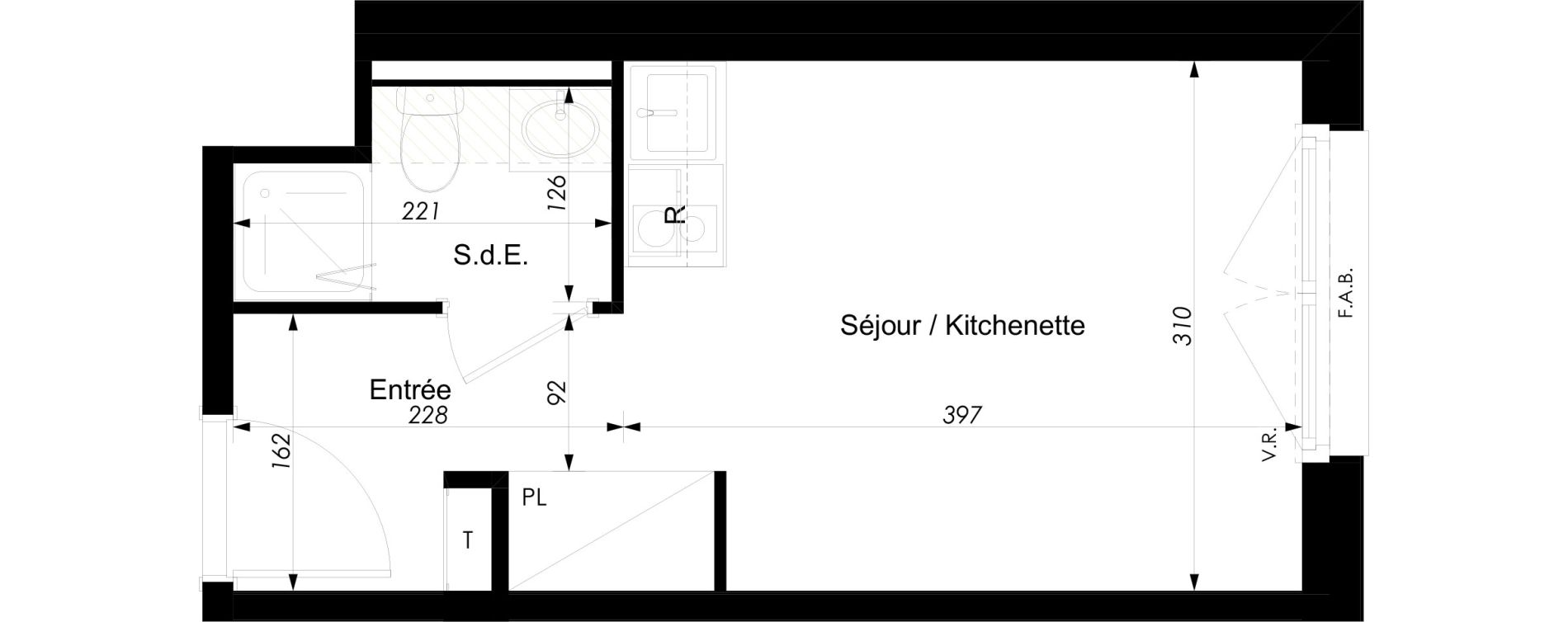 Appartement T1 meubl&eacute; de 18,10 m2 &agrave; Schiltigheim Centre