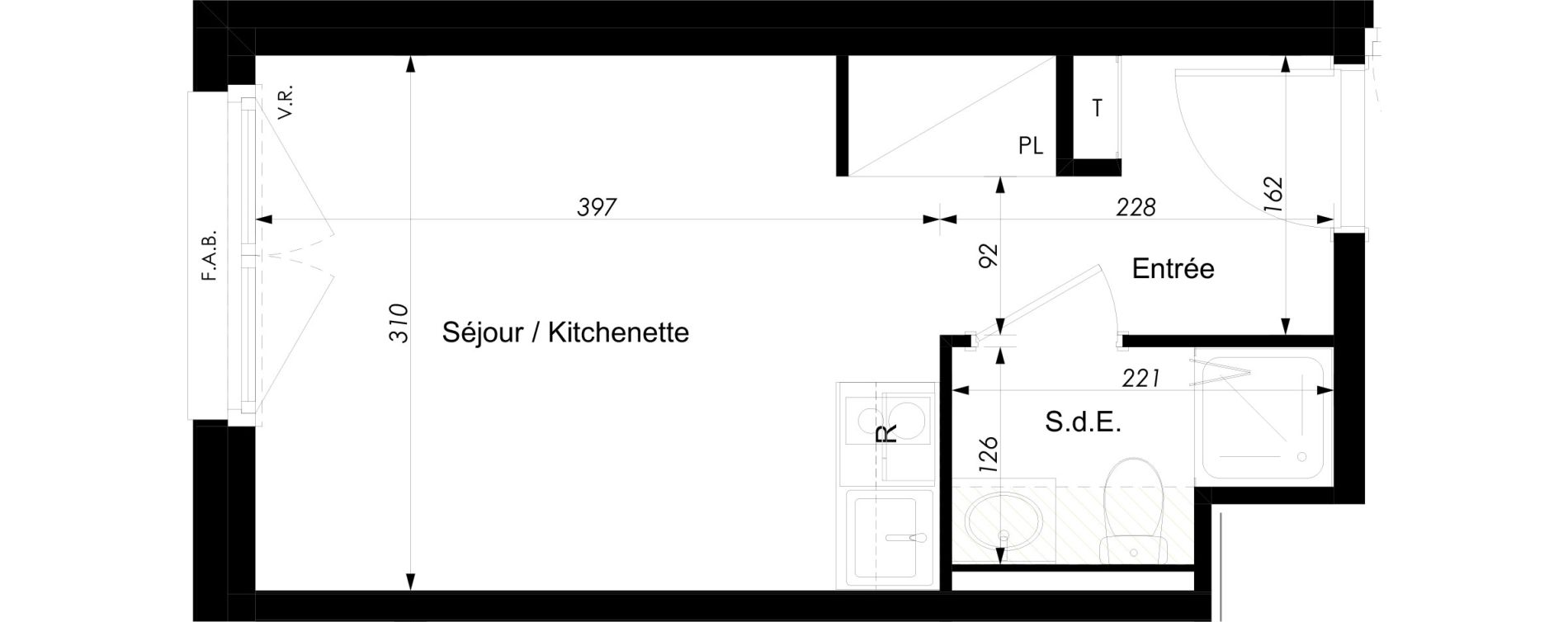 Appartement T1 meubl&eacute; de 18,10 m2 &agrave; Schiltigheim Centre