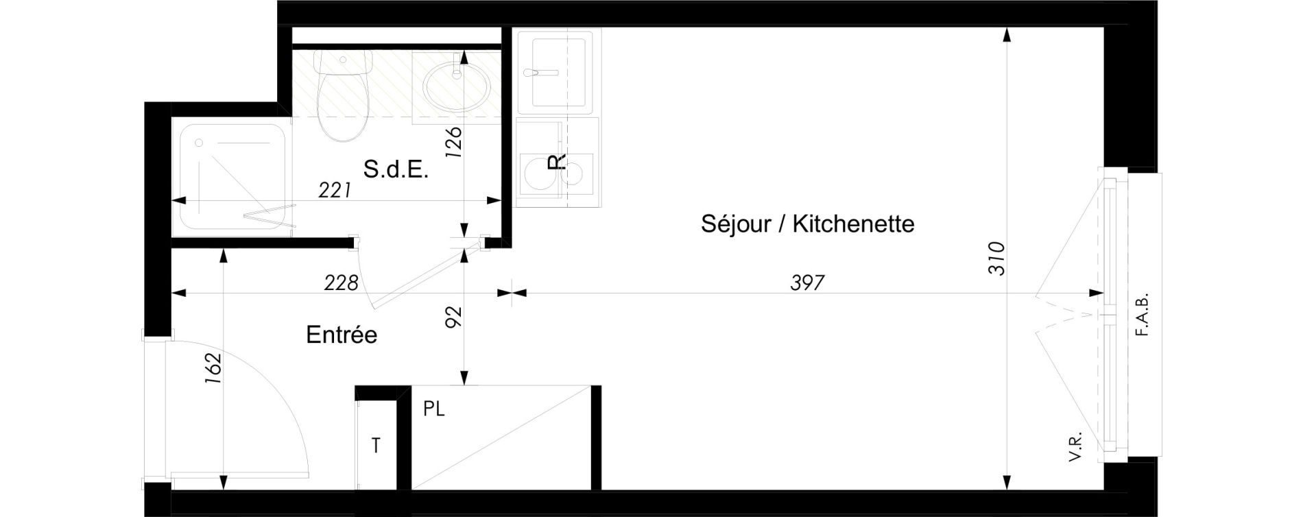 Appartement T1 meubl&eacute; de 18,10 m2 &agrave; Schiltigheim Centre