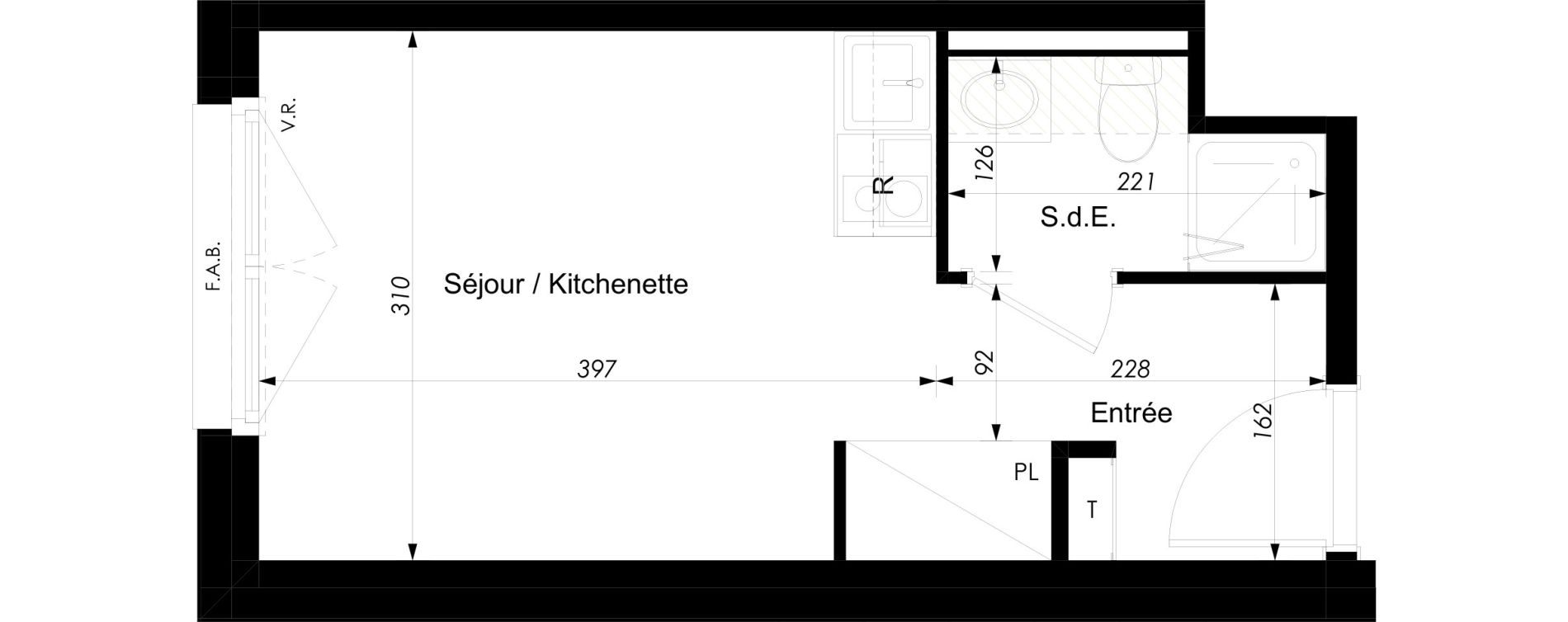 Appartement T1 meubl&eacute; de 18,10 m2 &agrave; Schiltigheim Centre