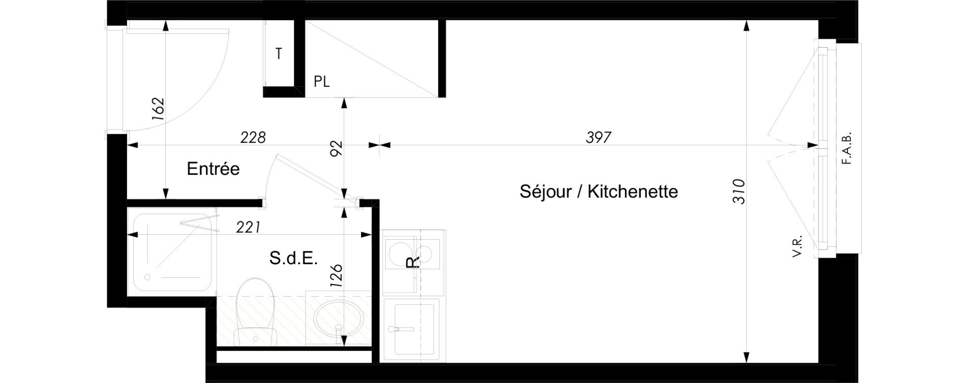 Appartement T1 meubl&eacute; de 18,10 m2 &agrave; Schiltigheim Centre