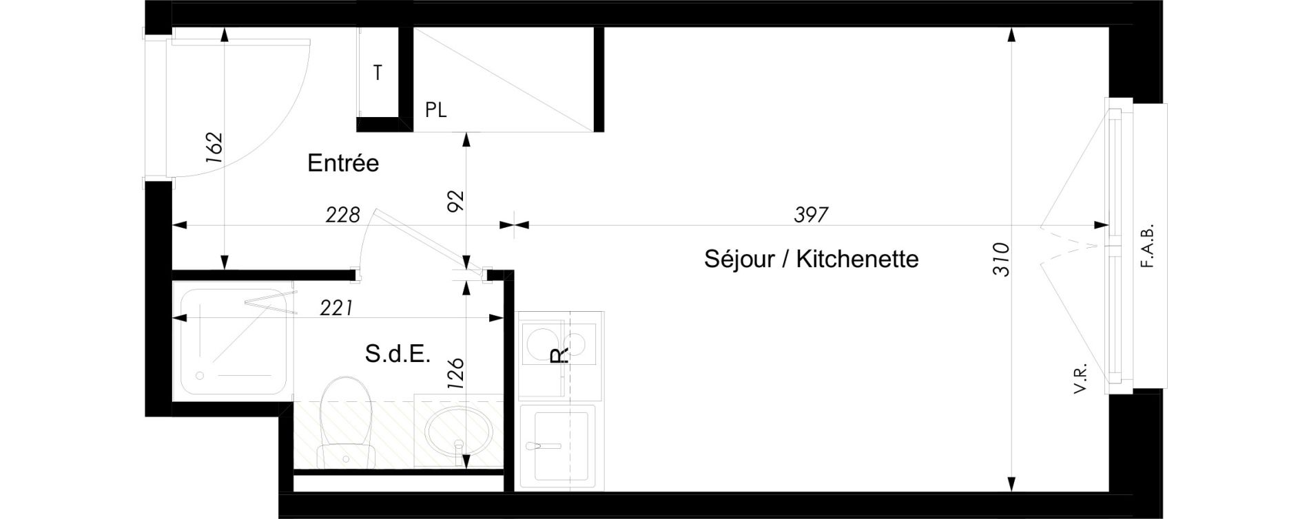 Appartement T1 meubl&eacute; de 18,10 m2 &agrave; Schiltigheim Centre