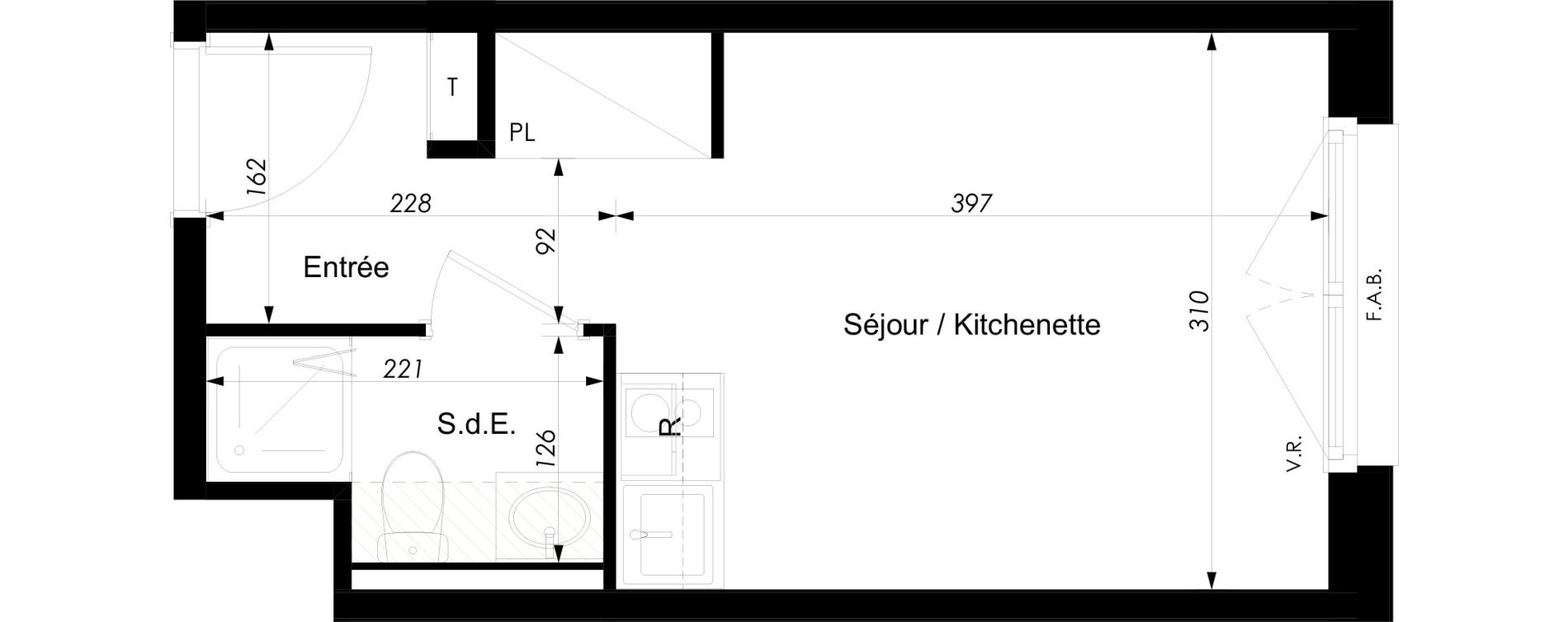 Appartement T1 meubl&eacute; de 18,10 m2 &agrave; Schiltigheim Centre