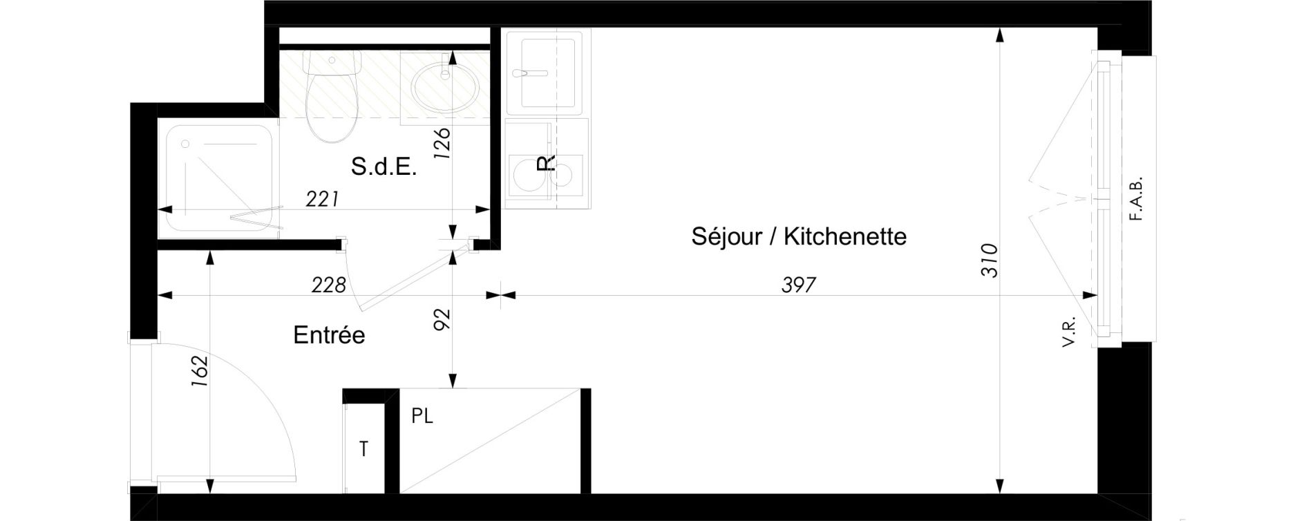 Appartement T1 meubl&eacute; de 18,10 m2 &agrave; Schiltigheim Centre