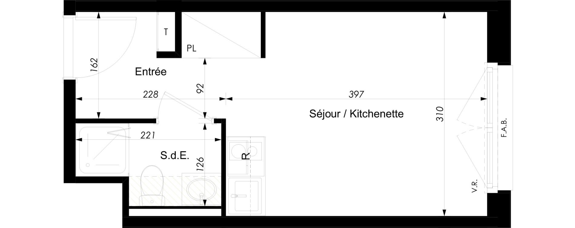 Appartement T1 meubl&eacute; de 18,10 m2 &agrave; Schiltigheim Centre