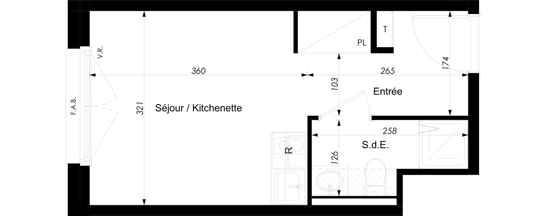 Appartement T1 meubl&eacute; de 18,59 m2 &agrave; Schiltigheim Centre