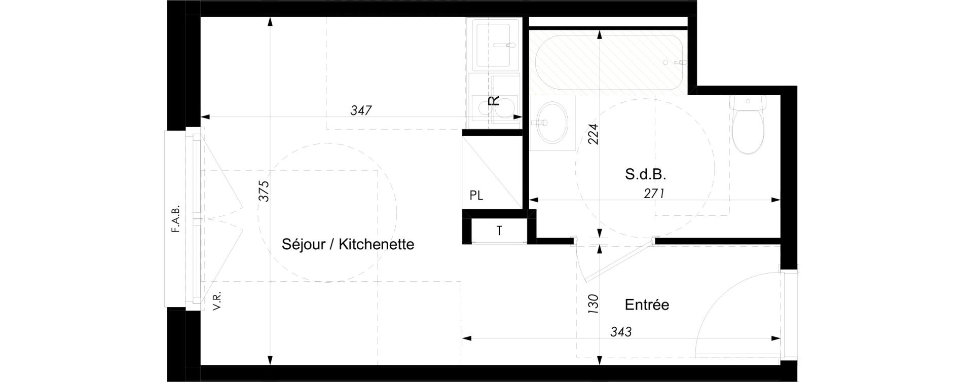 Appartement T1 meubl&eacute; de 21,68 m2 &agrave; Schiltigheim Centre