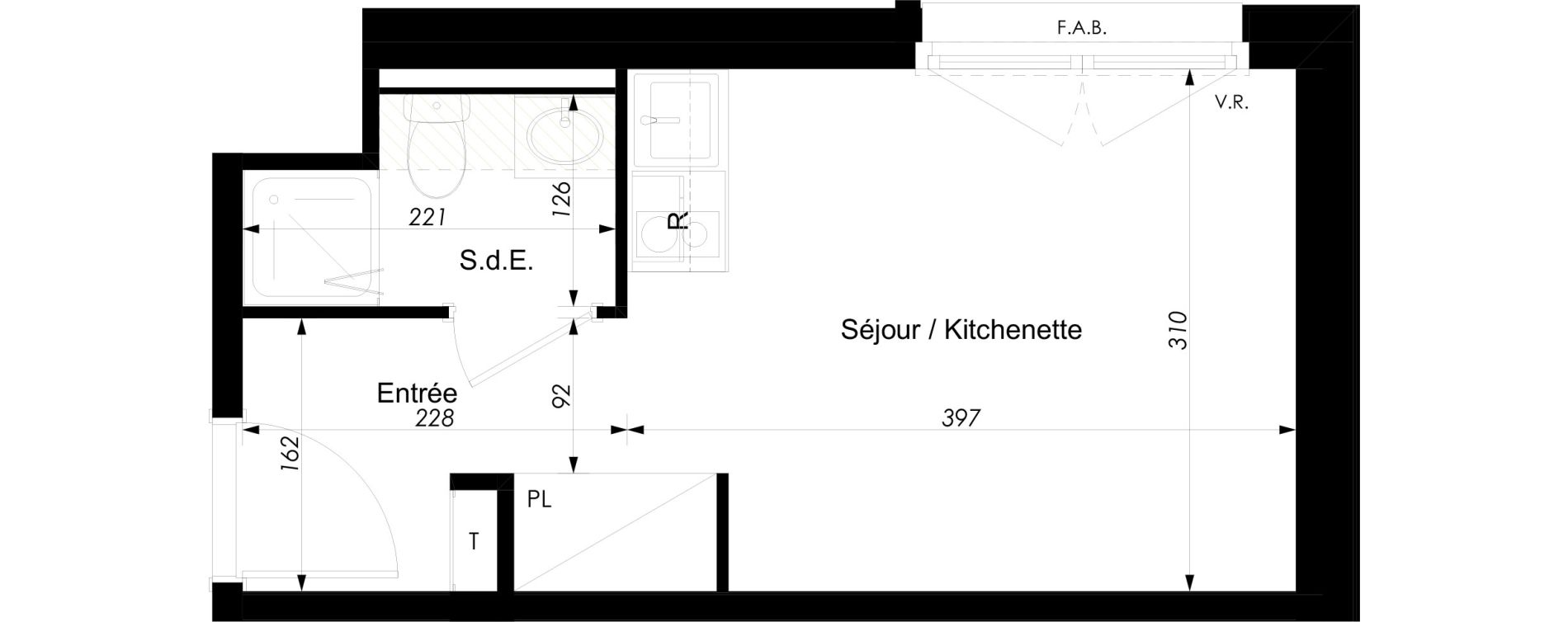 Appartement T1 meubl&eacute; de 18,10 m2 &agrave; Schiltigheim Centre