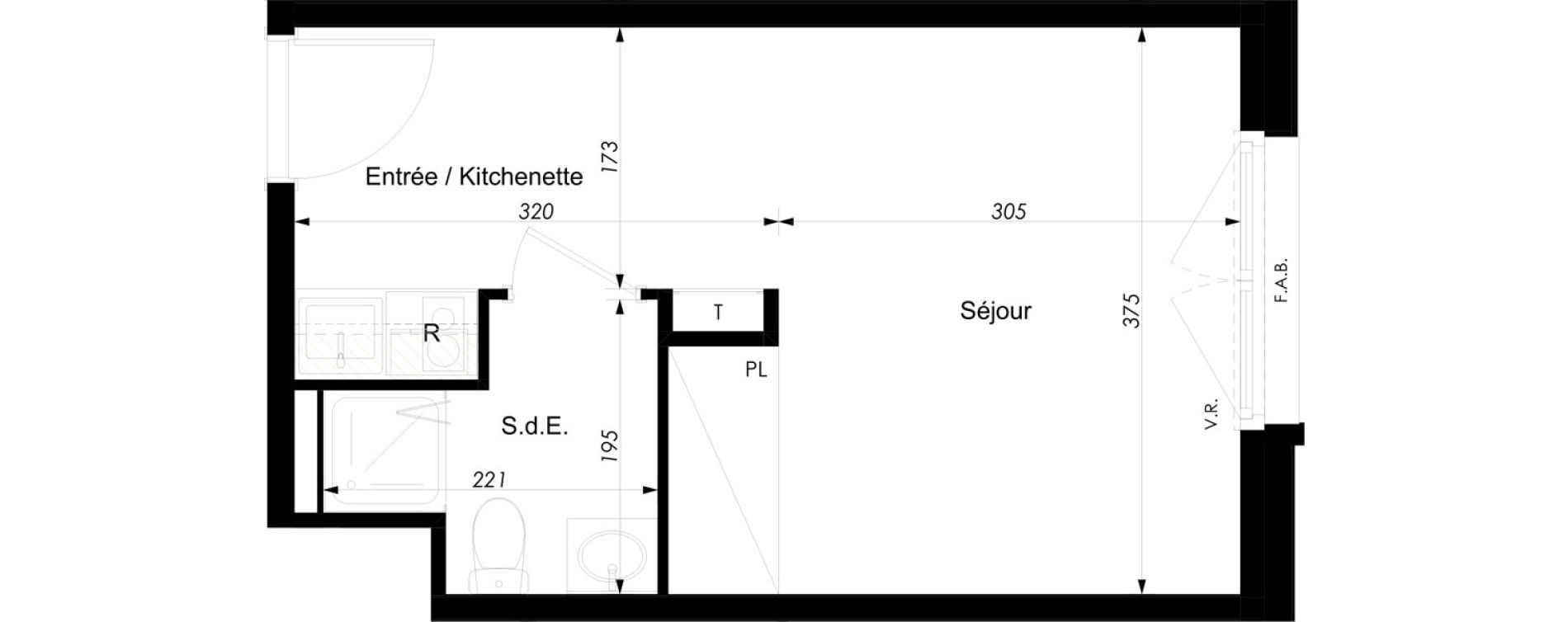 Appartement T1 meubl&eacute; de 22,12 m2 &agrave; Schiltigheim Centre