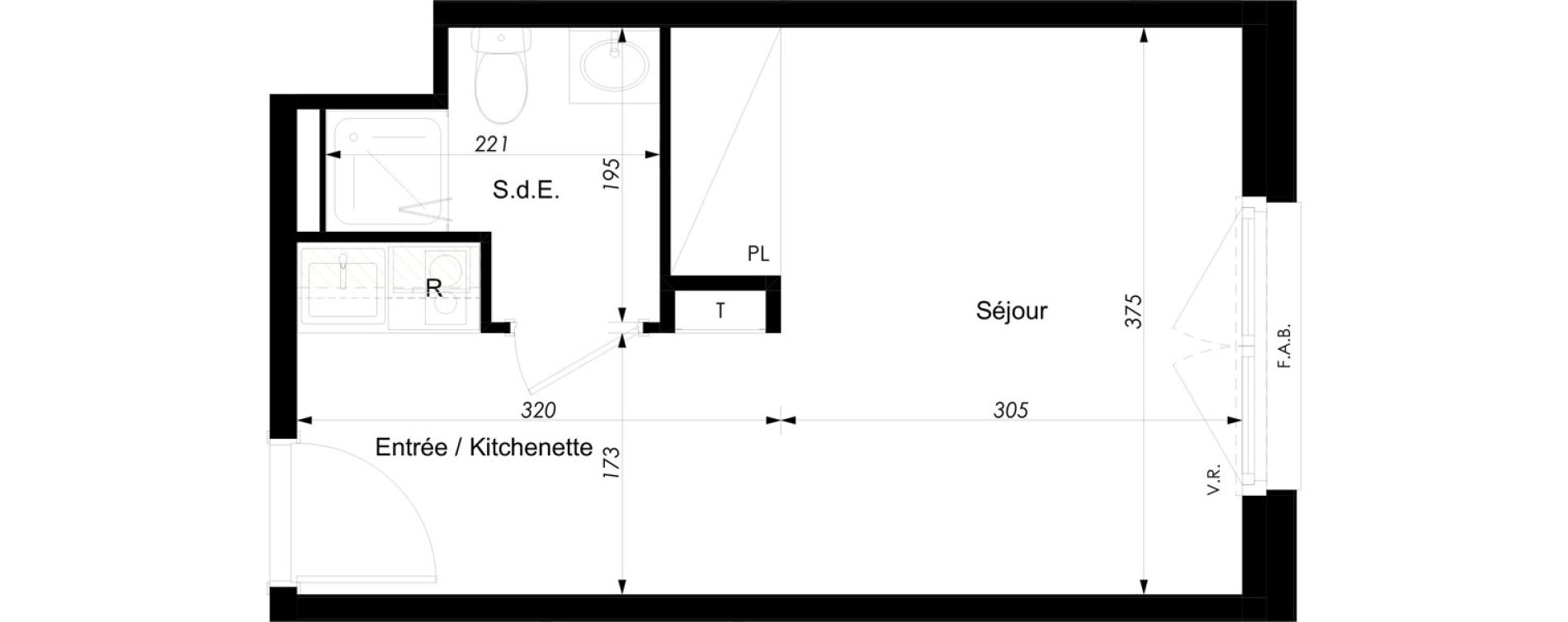 Appartement T1 meubl&eacute; de 22,12 m2 &agrave; Schiltigheim Centre