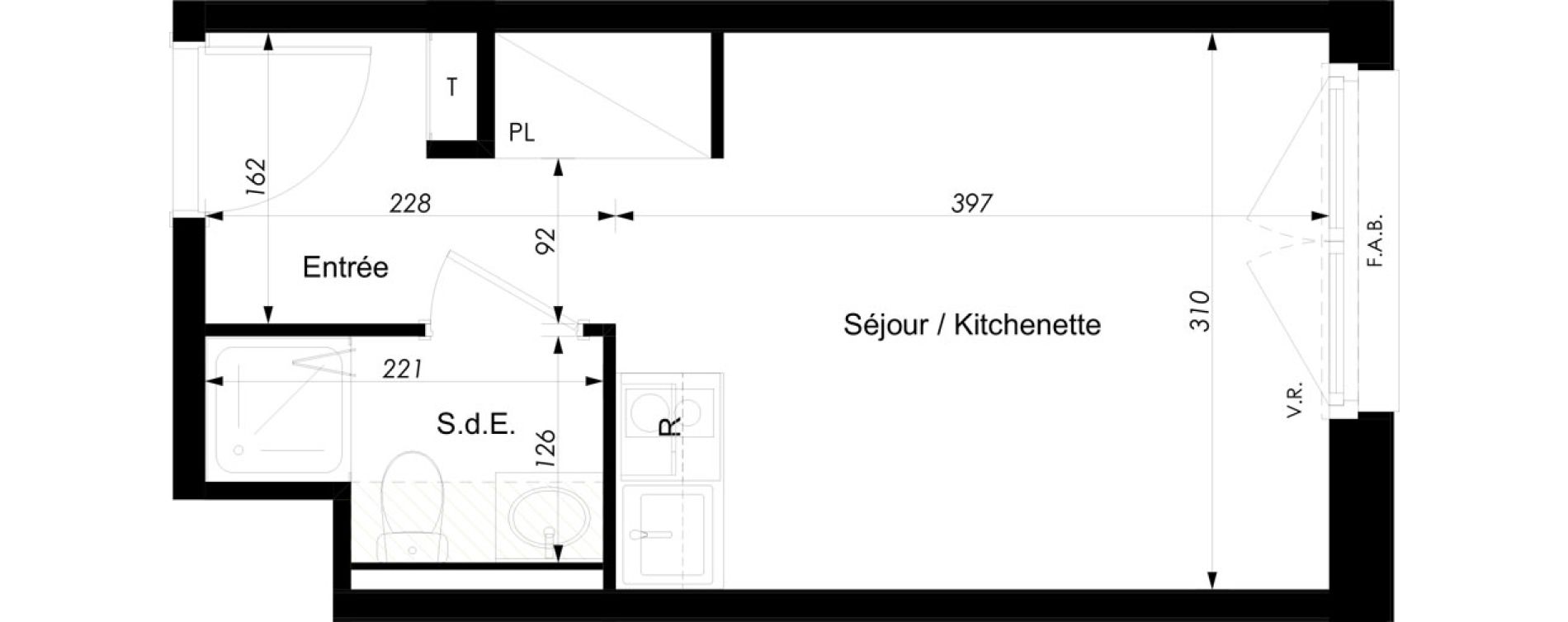 Appartement T1 meubl&eacute; de 18,10 m2 &agrave; Schiltigheim Centre