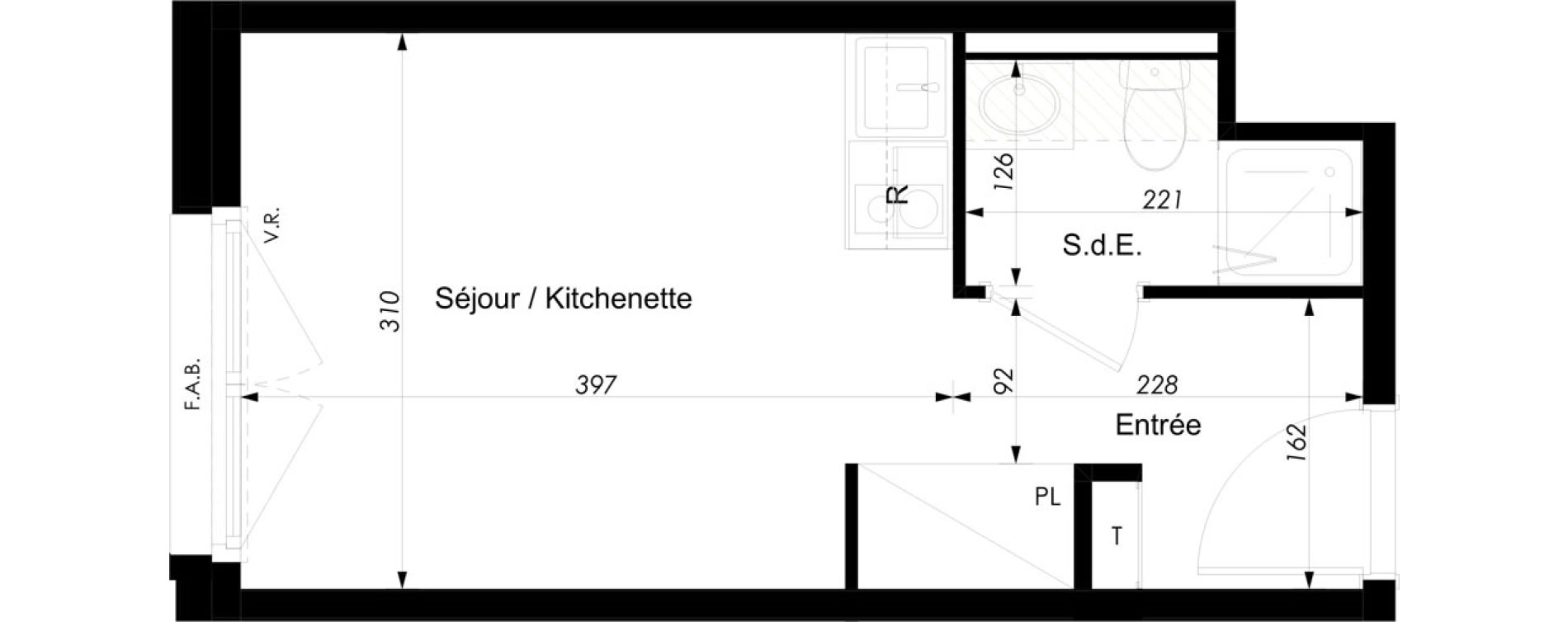 Appartement T1 meubl&eacute; de 18,10 m2 &agrave; Schiltigheim Centre