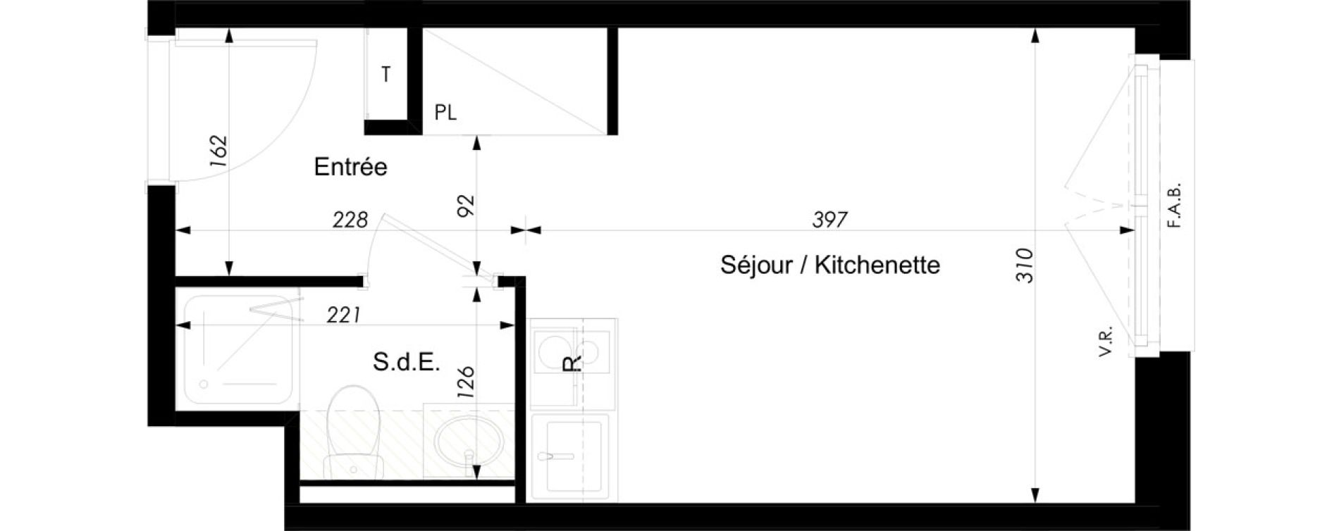 Appartement T1 meubl&eacute; de 18,10 m2 &agrave; Schiltigheim Centre