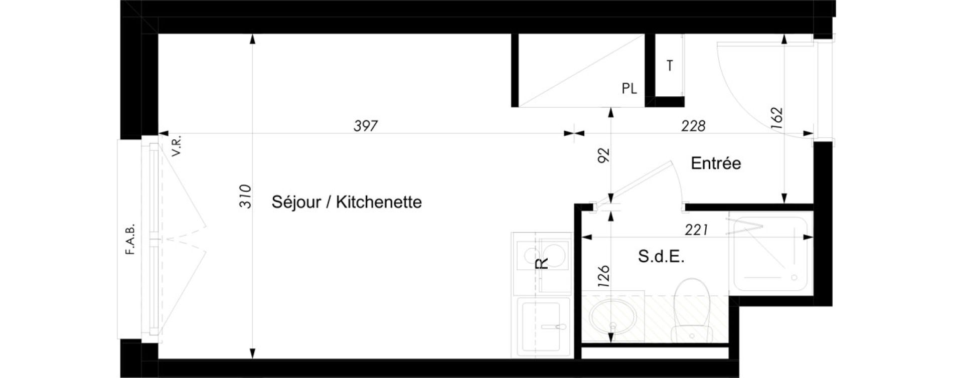 Appartement T1 meubl&eacute; de 18,10 m2 &agrave; Schiltigheim Centre