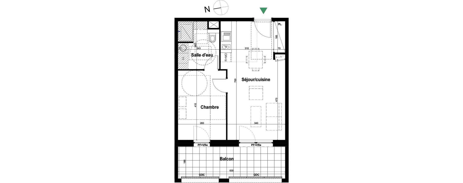 Appartement T2 de 42,56 m2 &agrave; Schiltigheim Fischer