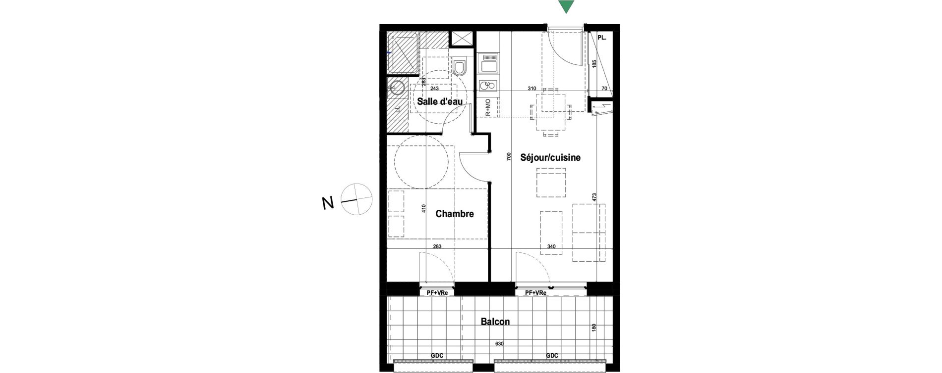 Appartement T2 de 42,56 m2 &agrave; Schiltigheim Fischer